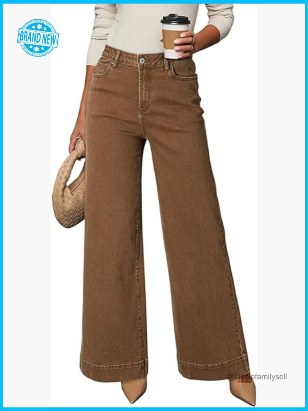 High Waisted Wide Leg Stretch Denim Jeans with Pockets Y2K Casual Chic Button